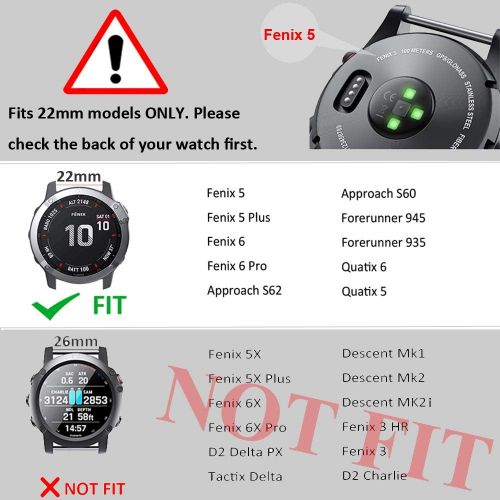  ANCOOL ANCOOL Compatible with Fenix 5 Band Easy Fit 22mm Width Soft Silicone Watch Bands Replacement for Approach S62/Quatix 6/Fenix 5 Plus/Fenix 6/Fenix 6 Pro/Fenix 7 Smartwatch (