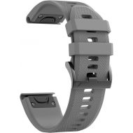 [아마존베스트]ANCOOL Compatible with Fenix 5 Band Easy Fit 22mm Width Soft Silicone Watch Strap Replacement for Fenix 5/Fenix 5 Plus/Forerunner 935/Approach S60/Quatix 5 - Grey