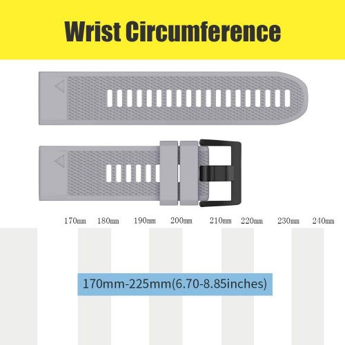  [아마존베스트]ANCOOL Compatible with Fenix 5 Band Easy Fit 22mm Width Soft Silicone Watch Strap Replacement for Fenix 5/Fenix 5 Plus/Forerunner 935/Approach S60/Quatix 5 - Grey