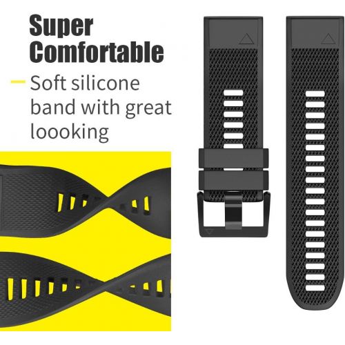  [아마존베스트]ANCOOL Compatible with Fenix 5 Band Easy Fit 22mm Width Soft Silicone Watch Strap Replacement for Fenix 5/Fenix 5 Plus/Forerunner 935/Approach S60/Quatix 5 - Black