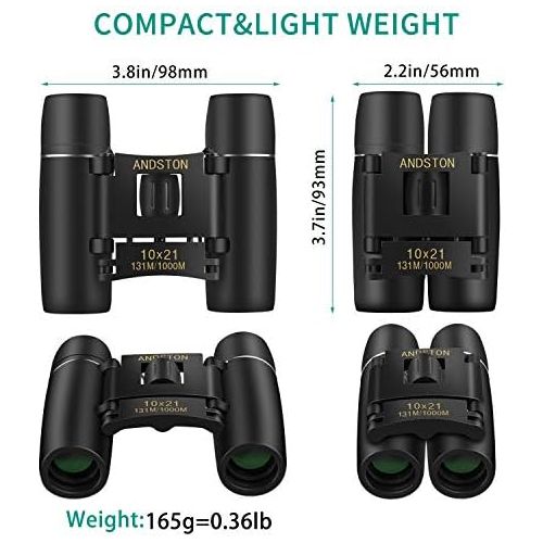  [아마존베스트]ANDSTON 10 x 21 Small Binoculars Compact for Adults Kids Mini Binoculars for Bird Watching Travel Sightseeing Lightweight Pocket Binoculars for Concert Theatre Opera