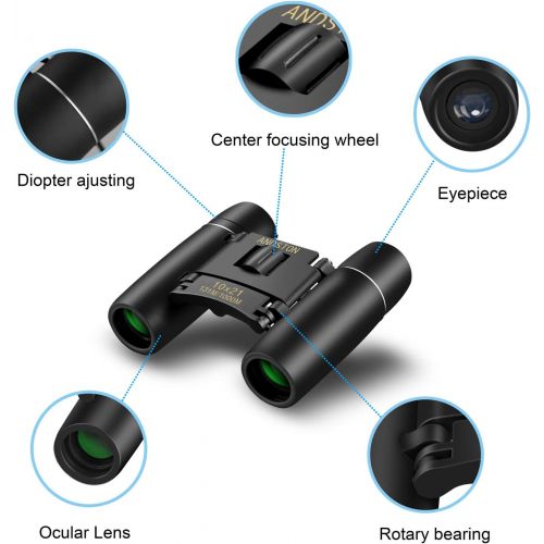  [아마존베스트]ANDSTON 10 x 21 Small Binoculars Compact for Adults Kids Mini Binoculars for Bird Watching Travel Sightseeing Lightweight Pocket Binoculars for Concert Theatre Opera