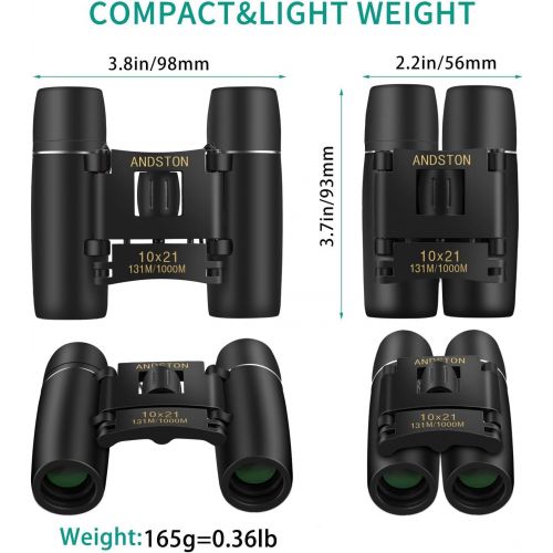  [아마존베스트]ANDSTON 10 x 21 Small Binoculars Compact for Adults Kids Mini Binoculars for Bird Watching Travel Sightseeing Lightweight Pocket Binoculars for Concert Theatre Opera