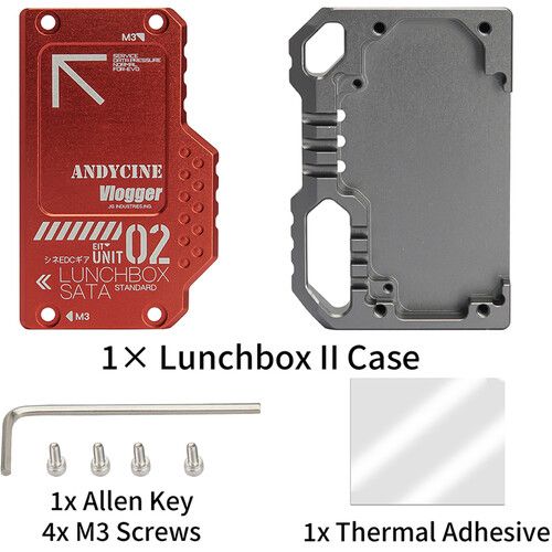  ANDYCINE LunchBox II Magnalium Case for SATA SSD to Atomos Ninja V/V+ Attachment (Red)