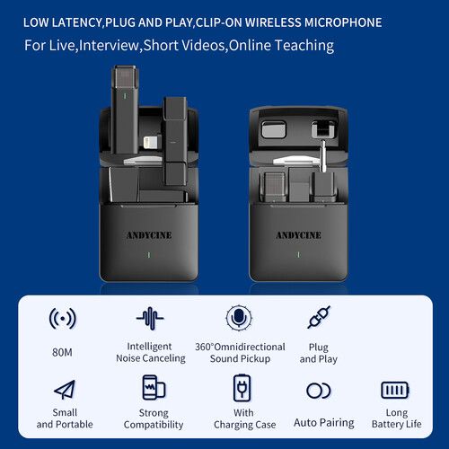  ANDYCINE ML Compact Digital Wireless Microphone System for iPhones and iPads with Lightning (2.4 GHz)