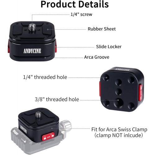  ANDYCINE Quick Release Plate Tripod QR Camera Adapter with 1/4inch Screw Compatible for Sony/Canon/Nikon DSLR Cameras/DJI/Zhiyun/Feiyu/Moza Stablizers/Tripod/Monopod/Slider