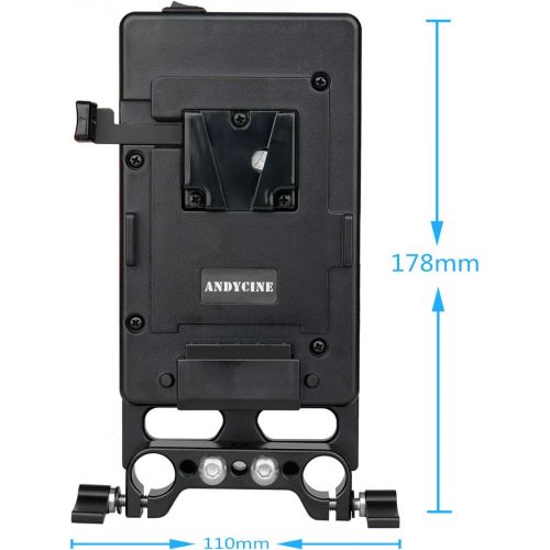  ANDYCINE V Mount Battery Plate with 12V/7.2V/5V Output 15mm Rod Adapter for BMPCC 4K 6K/DSLR Camera Canon Sony Nikon Panasonic Fujifilm