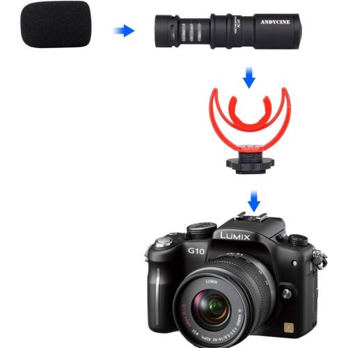  ANDYCINE AC-M1 Video Microphone,On-Camera Mic for Canon, Nikon, Sony A7III A6500 A6400 A6300, Panasonic GH5 GH4 for iPhone Android w/ 3.5mm TRRS TRS Cable