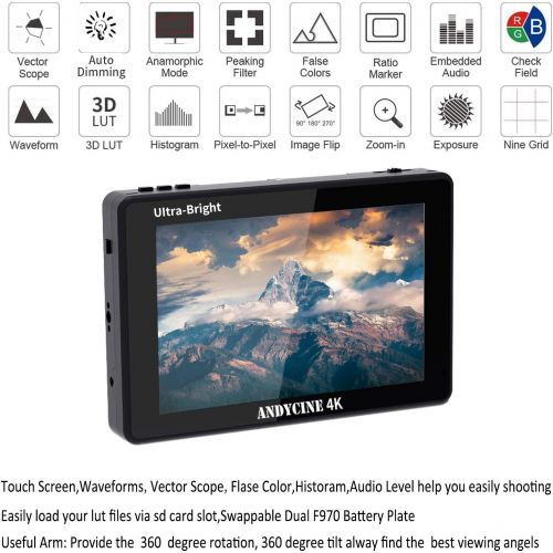  ANDYCINE C7 Field Camera Monitor 7” 2200nits 1920x1200 Touch Screen + F750 Battery&Charger+Mini&Micro HDMI Cords+Carry Case Camera Monitor Compatible for Sony,Canon,Fujifilm,Panaso