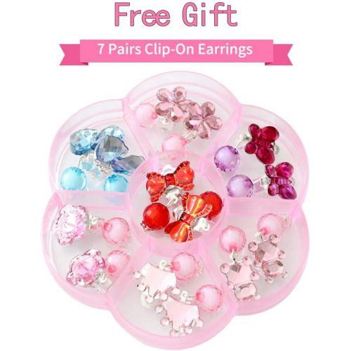  [아마존베스트]ANDYKEN Bead Kits for Jewelry Making - Craft Beads for Kids Girls Jewelry Making Kits Colorful Acrylic Girls Bead Set Jewelry Crafting Set (with Clip-on Earrings)