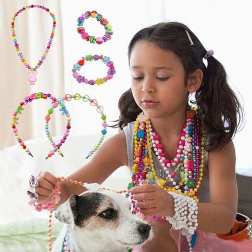  [아마존베스트]ANDYKEN Bead Kits for Jewelry Making - Craft Beads for Kids Girls Jewelry Making Kits Colorful Acrylic Girls Bead Set Jewelry Crafting Set (with Clip-on Earrings)