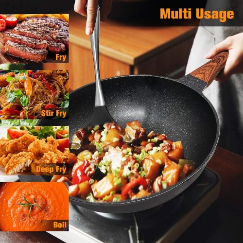  Wok Pan Nonstick 12.5 Inch Skillet, Aneder Frying Pan with Lid & Spatula Wok Pans for Cooking Electric, Induction & Gas Stoves, Oven Safe