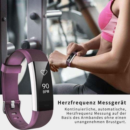  Fitness Armband ANEKEN mit Pulsmesser Wasserdicht IP67 Fitness Tracker Aktivitatstracker Pulsuhren Smartwatch Schrittzahler Uhr Vibrationsalarm Anruf SMS Whatsapp Beachten fuer iPho