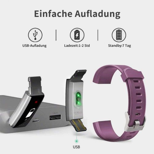  Fitness Armband ANEKEN mit Pulsmesser Wasserdicht IP67 Fitness Tracker Aktivitatstracker Pulsuhren Smartwatch Schrittzahler Uhr Vibrationsalarm Anruf SMS Whatsapp Beachten fuer iPho