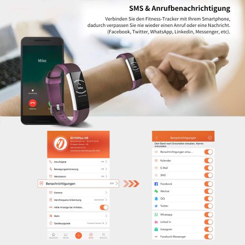  Fitness Armband ANEKEN mit Pulsmesser Wasserdicht IP67 Fitness Tracker Aktivitatstracker Pulsuhren Smartwatch Schrittzahler Uhr Vibrationsalarm Anruf SMS Whatsapp Beachten fuer iPho