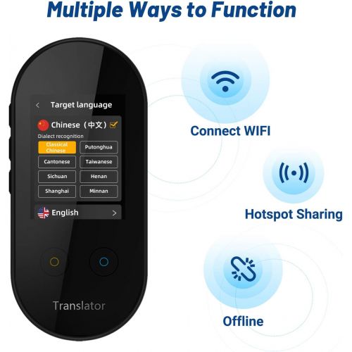 [아마존베스트]ANFIER Language Translator Device with AI Voice Translator(W08) with 2.4 inch Touchscreen Image Translation-108 Languages and Two Way Translator |Wi-Fi|-Black