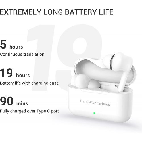  ANFIER Language Translator Earbuds M6 Support 71 Languages & 56 Accents 0.5s Real Time Translation, for Music and Calling, Wireless Translator Device with APP Fit iOS & Android