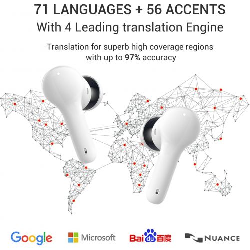  ANFIER Language Translator Earbuds M6 Support 71 Languages & 56 Accents 0.5s Real Time Translation, for Music and Calling, Wireless Translator Device with APP Fit iOS & Android