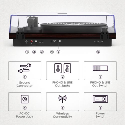  ANGELS HORN Turntable, Vinyl Record Player, Bluetooth Built-in Phono Preamp Belt Drive 2-Speed, Adjustable Counterweight, AT-3600L (Bluetooth Version)