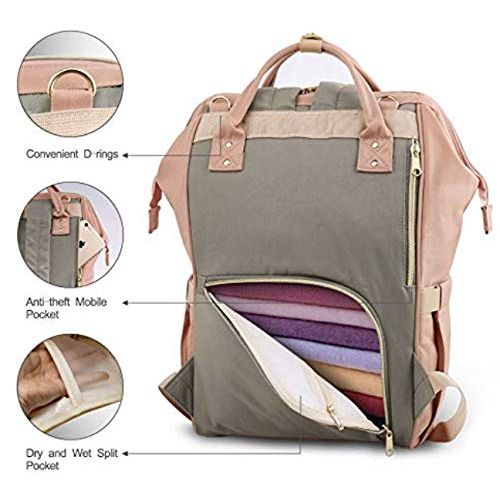  ANGOO Waterproof Diaper Bag Backpack for Mum Dad- Hospital Bags for Women with Insulated Bottle Holder,Wipes Dispenser,Wet Pocket Anti-cheft Backpack Large Capacity Schoolbag boy Girl Tr