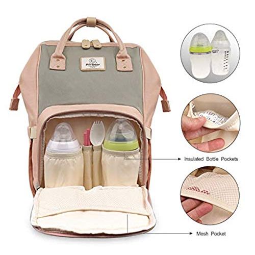  ANGOO Waterproof Diaper Bag Backpack for Mum Dad- Hospital Bags for Women with Insulated Bottle Holder,Wipes Dispenser,Wet Pocket Anti-cheft Backpack Large Capacity Schoolbag boy Girl Tr