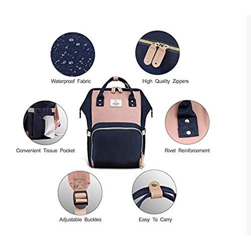  ANGOO Waterproof Diaper Bag Backpack for Mum Dad- Hospital Bags for Women with Insulated Bottle Holder,Wipes Dispenser,Wet Pocket Anti-cheft Backpack Large Capacity Schoolbag boy Girl Tr