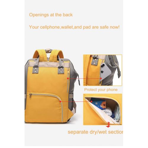  ANGOO Waterproof Diaper Bag Backpack for Mum Dad- Hospital Bags for Women with Insulated Bottle Holder,Wipes Dispenser,Wet Pocket Anti-cheft Backpack Large Capacity Schoolbag boy Girl Tr