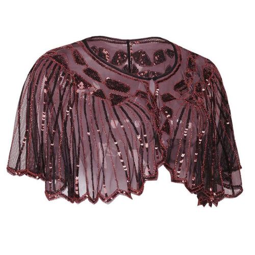  ANJUNIE Womens 1920s Shawl Beaded Sequin Deco Evening Cape Bolero Flapper Cover up Tops