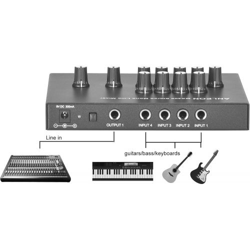  ANLEON MX400 Low-Noise 4-Channel Mono Line Mixer for guitars bass keyboards mix and 5-Channel Stereo Mixer