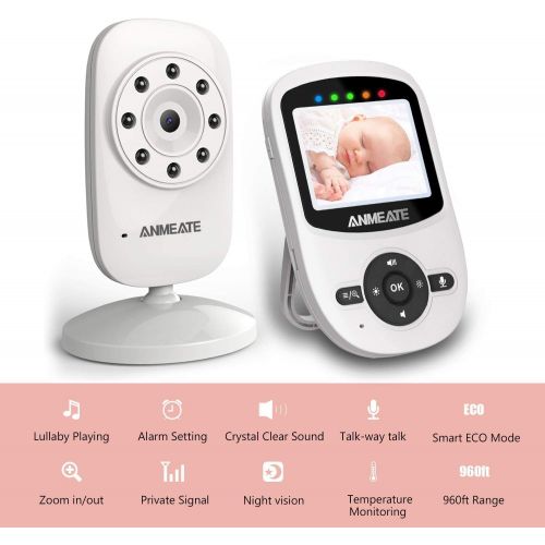  [아마존 핫딜]  [아마존핫딜]Video Baby Monitor with Digital Camera, ANMEATE Digital 2.4Ghz Wireless Video Monitor with Temperature Monitor, 960ft Transmission Range, 2-Way Talk, Night Vision, High Capacity Ba