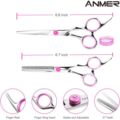  ANMER Pet Grooming Scissors Kits(4 pairs- For Body, Face, Ear, Nose, Paw) for Small, Medium & Large Dogs and Cats - Sharp and Strong Stainless Steel Blade without Harmful to Dogs a