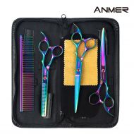 ANMER WAZ-70440C Pet Grooming Scissors Set Kits(4 pairs- For Body, Face, Ear, Nose, Paw) for Small, Medium & Large Dogs and Cats - Sharp and Strong Stainless Steel Blade