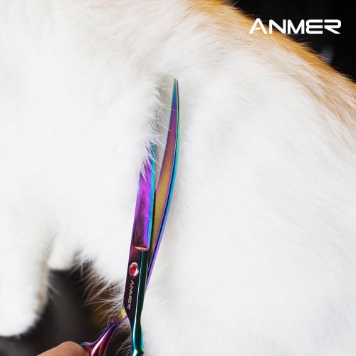  ANMER WAZ-70440C Pet Grooming Scissors Set Kits(4 pairs- For Body, Face, Ear, Nose, Paw) for Small, Medium & Large Dogs and Cats - Sharp and Strong Stainless Steel Blade