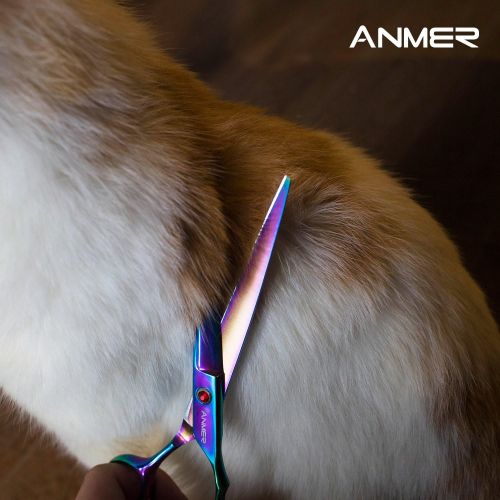  ANMER WAZ-70440C Pet Grooming Scissors Set Kits(4 pairs- For Body, Face, Ear, Nose, Paw) for Small, Medium & Large Dogs and Cats - Sharp and Strong Stainless Steel Blade