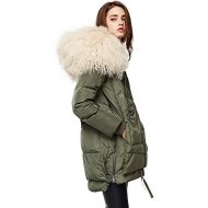 ANNA&CHRIS Womens Down Jacket with Fur Trim Hood Warm Winter Parka Thicken Coat