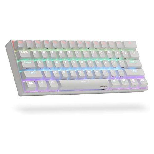  ANNE PRO 2, 60% Wired/Wireless Mechanical Keyboard (Gateron Brown Switch/White Case) - Full Keys Programmable - True RGB Backlit - Tap Arrow Keys - Double Shot PBT Keycaps - NKRO -