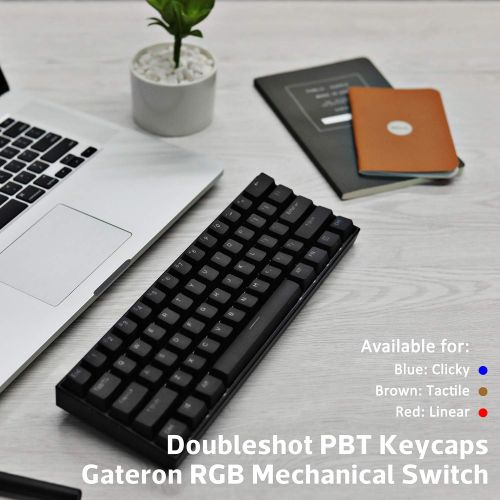  [아마존베스트]ANNE PRO 2, 60% Wired/Wireless Mechanical Keyboard (Gateron Brown Switch/Black Case) - Full Keys Programmable - True RGB Backlit - Tap Arrow Keys - Double Shot PBT Keycaps - NKRO -