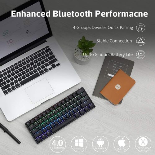  [아마존베스트]ANNE PRO 2, 60% Wired/Wireless Mechanical Keyboard (Gateron Brown Switch/Black Case) - Full Keys Programmable - True RGB Backlit - Tap Arrow Keys - Double Shot PBT Keycaps - NKRO -