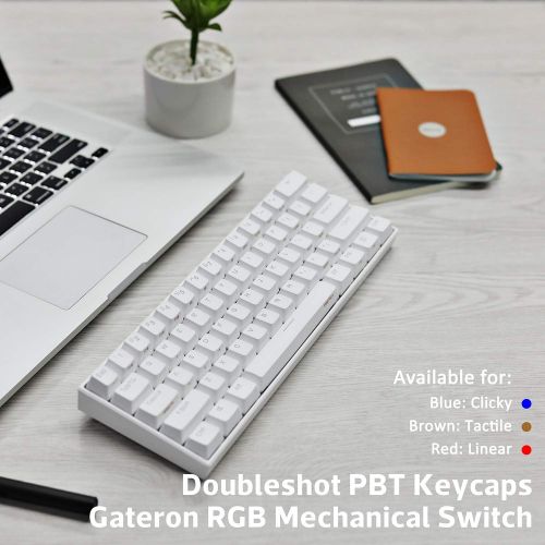  [아마존베스트]ANNE PRO 2, 60% Wired/Wireless Mechanical Keyboard (Gateron Brown Switch/White Case) - Full Keys Programmable - True RGB Backlit - Tap Arrow Keys - Double Shot PBT Keycaps - NKRO -