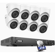 ANNKE H500 16CH PoE Security Camera System, 8X 3K Wired Turret IP Cameras with Built-in Microphone, 2.8mm Lens, IP67, 12MP NVR Recorder with 4TB HDD for 24/7 Recording, Compatible with Alexa