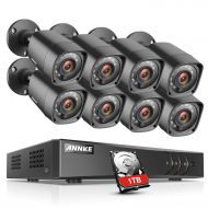 ANNKE CCTV Camera Systems 8 Channel 1080P Lite H.264+ DVR and 8×720P Weatherproof HD-TVI Bullet Cameras, 1TB Surveillance Hard Drive, Email Alert with Snapshots