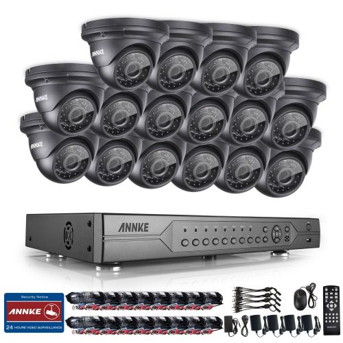  ANNKE 32-Channel H.264 Surveillance DVR Recorder and (16) 720p 1280TVL Outdoor CCTV Dome Camreas Security System, IP66 Weatherproof Meyal Housing, DayNight Hi-Resolution-NO HDD