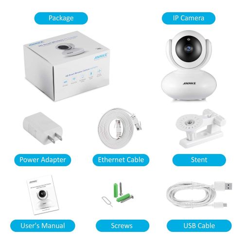  ANNKE 1080P IP Camera, Smart Wireless PanTilt Home Security Camera, Auto Tracking, APP Alarm Push, Two-Way Audio, Support 64GB TF Card, Cloud Storage Available, (Echo ShowEcho Sp