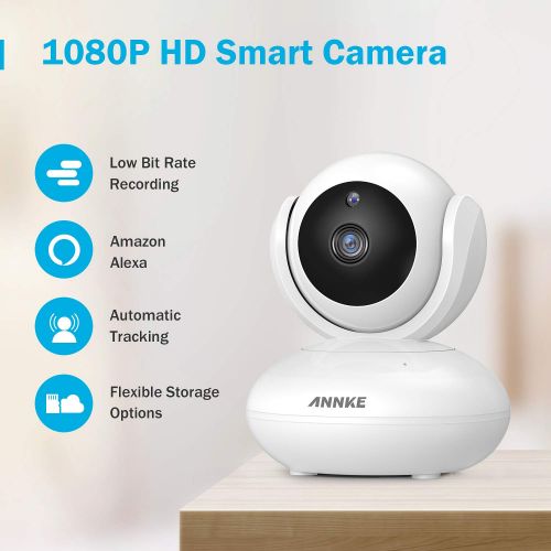  ANNKE 1080P IP Camera, Smart Wireless PanTilt Home Security Camera, Auto Tracking, APP Alarm Push, Two-Way Audio, Support 64GB TF Card, Cloud Storage Available, (Echo ShowEcho Sp