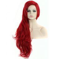 ANOGOL Anogol Hair Cap +80cm Curly Wavy Red Wigs Women Fashion Lolita Cosplay Wig