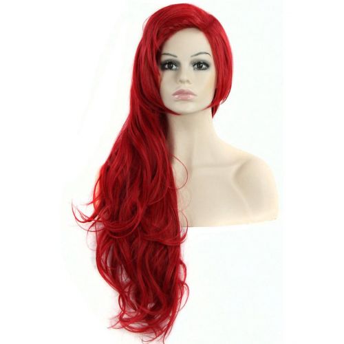  ANOGOL Anogol Hair Cap +80cm Curly Wavy Red Wigs Women Fashion Lolita Cosplay Wig