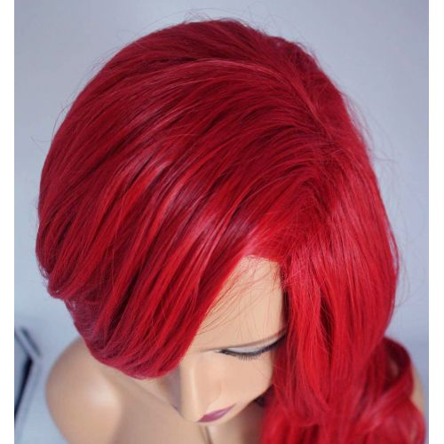  ANOGOL Anogol Hair Cap +80cm Curly Wavy Red Wigs Women Fashion Lolita Cosplay Wig