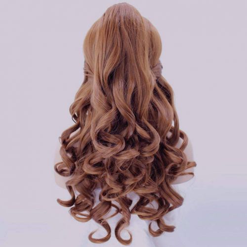  ANOGOL Hair Cap+Women Ponytail Wigs Curly Brown Cosplay Wig for Halloween