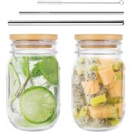 [아마존베스트]CDILOGO Mason Jar, Regular Mouth Mason Jars 16 Oz, Mason Jar Cups with Lids and Straws, Set of 2 Mason Jar Drinking Glasses