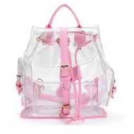 ANPI Cute Stylish Summer Clear Backpack Rucksack Knapsack Satchel Transparent for Girls and Ladies Pink